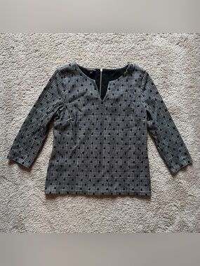 Talbots Black Polka Dot Blouse with Zipper Closure Medium
